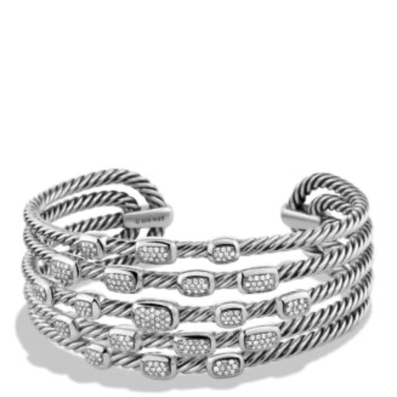 AUTHENTIC David Yurman Confetti wide cuff bracelet w/diamonds - Picture 2 of 6